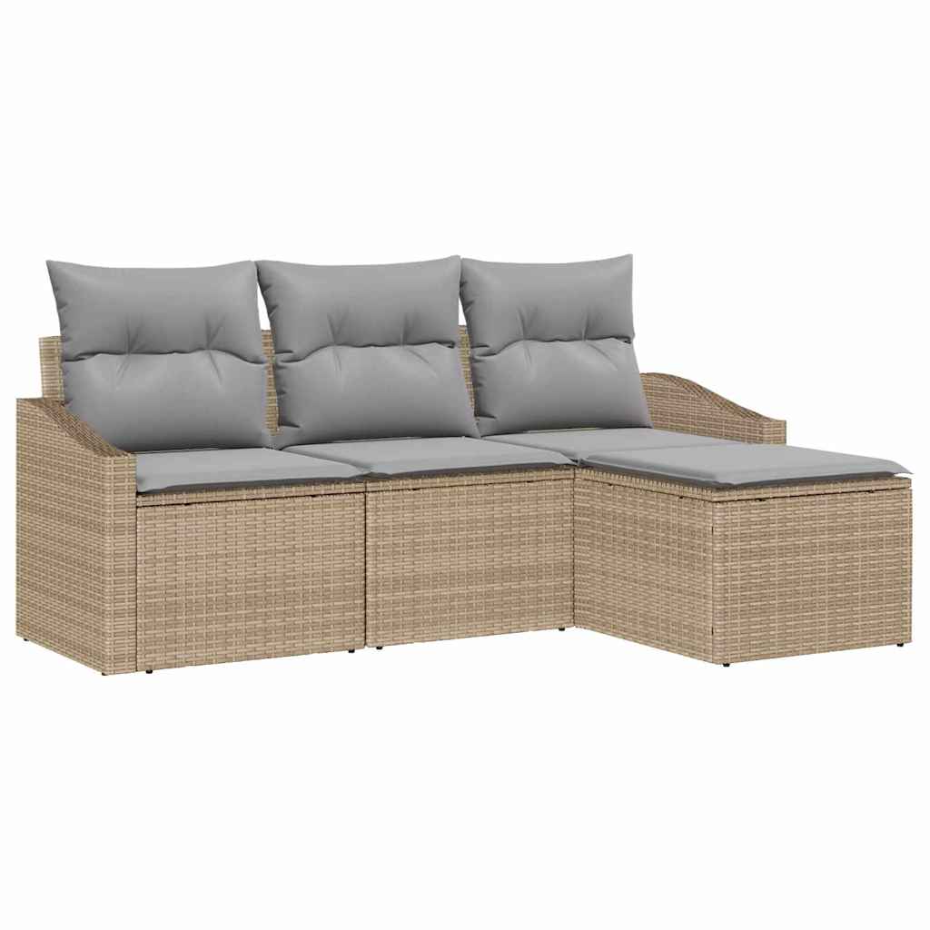 Sofa Sæt med pude 4 pcs Beige polyrattan