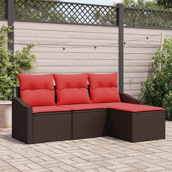 Sofa Sæt 4 stk. Brun polyrattan