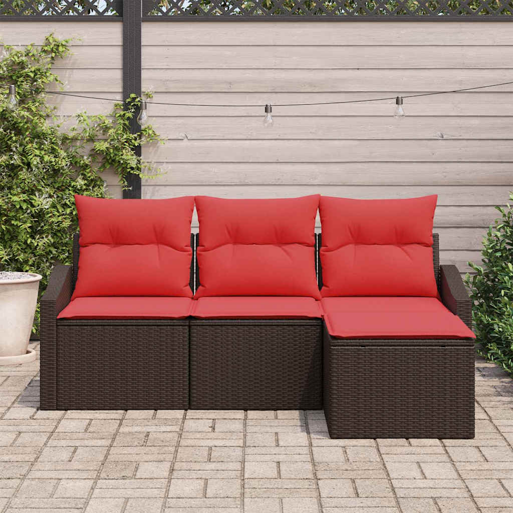 Sofa Sæt 4 stk. Brun polyrattan