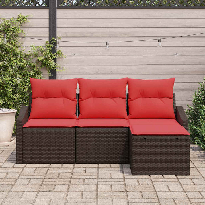 Sofa Sæt 4 stk. Brun polyrattan