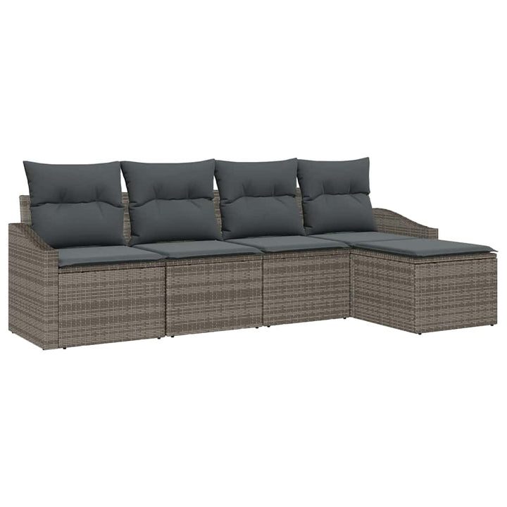 Sofa Sæt med pude 5 pcs Grå polyrattan