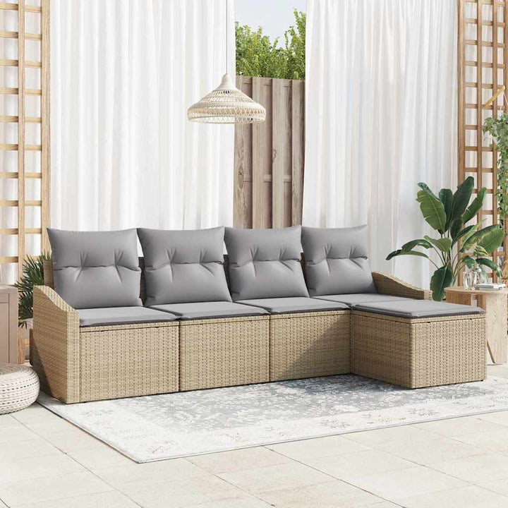 Sofa Sæt med pude 5 pcs Beige polyrattan
