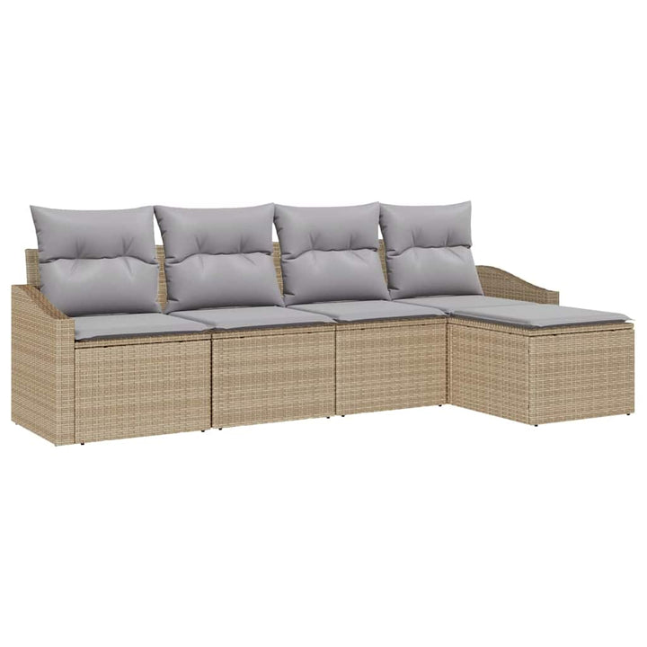 Sofa Sæt med pude 5 pcs Beige polyrattan
