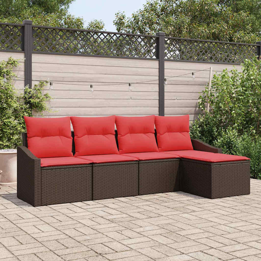 Sofa Sæt 5 stk. Brun polyrattan