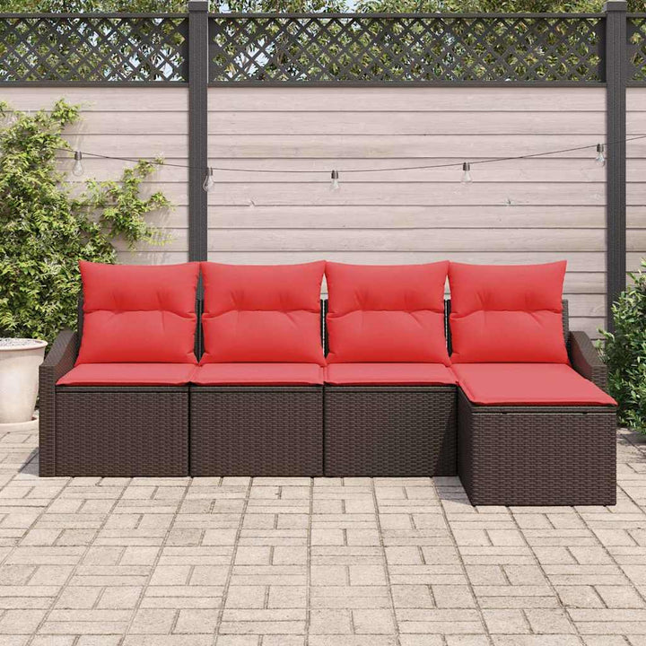 Sofa Sæt 5 stk. Brun polyrattan