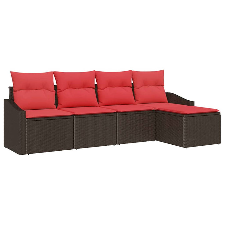 Sofa Sæt 5 stk. Brun polyrattan
