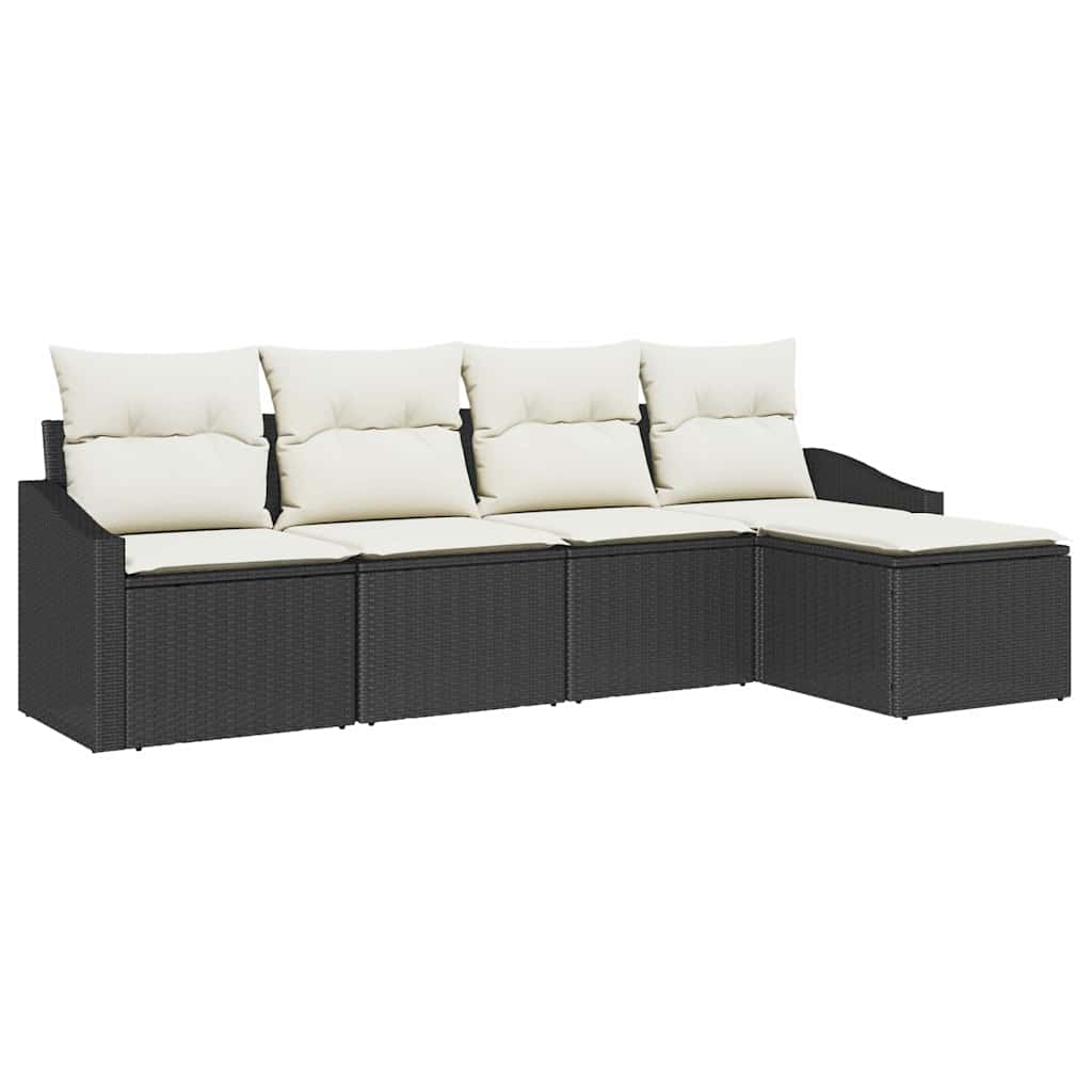 Sofa Sæt med pude 6 pcs Sort polyrattan