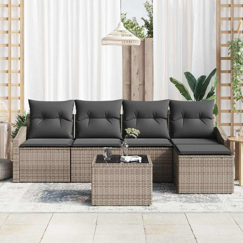 Sofa Sæt 6 stk. Grå polyrattan
