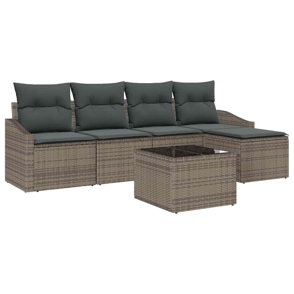 Sofa Sæt 6 stk. Grå polyrattan