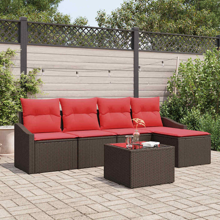 Sofa Sæt 6 stk. Brun polyrattan