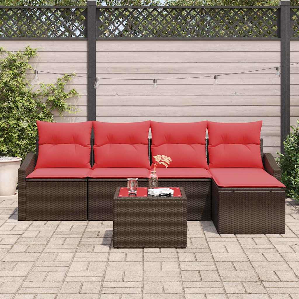 Sofa Sæt 6 stk. Brun polyrattan