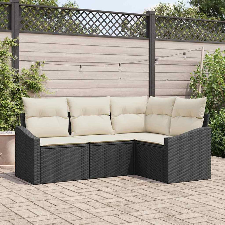 Sofa Sæt 4 stk. Sort polyrattan