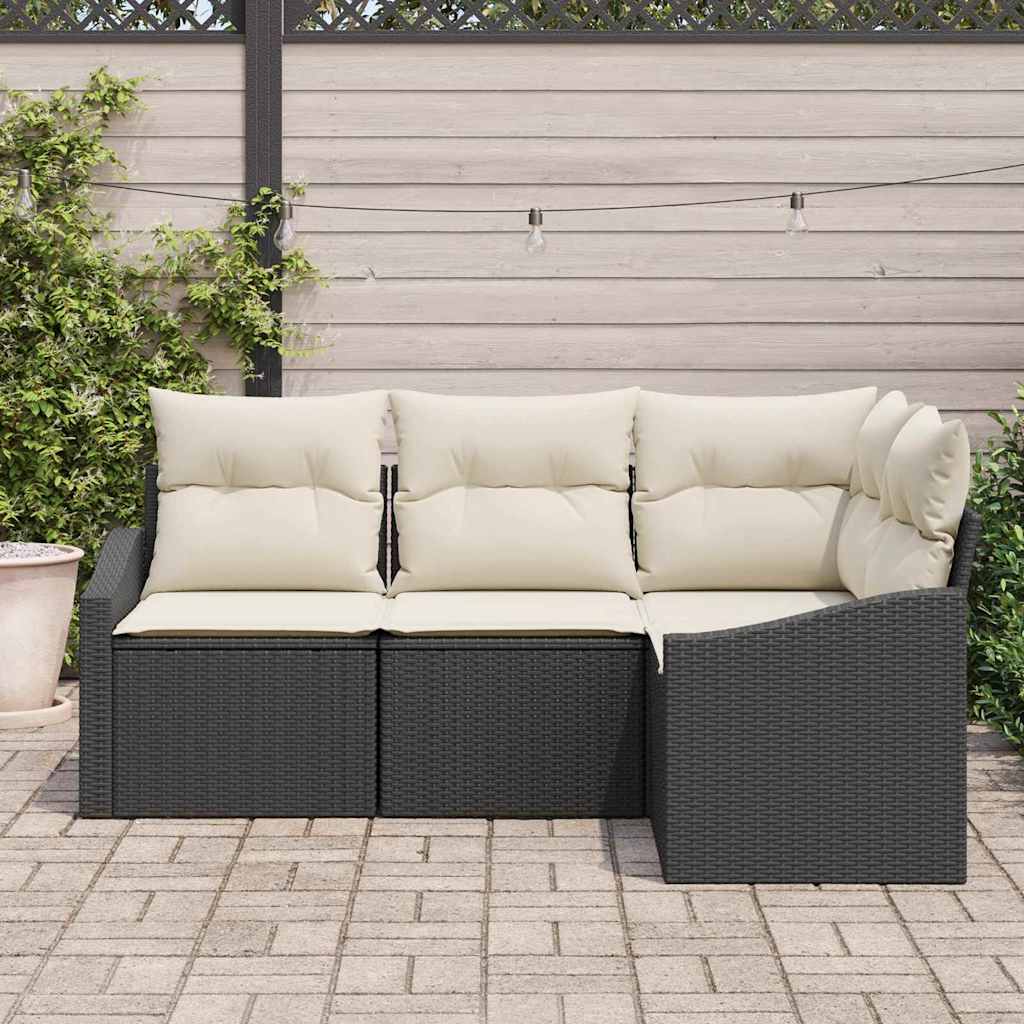 Sofa Sæt 4 stk. Sort polyrattan