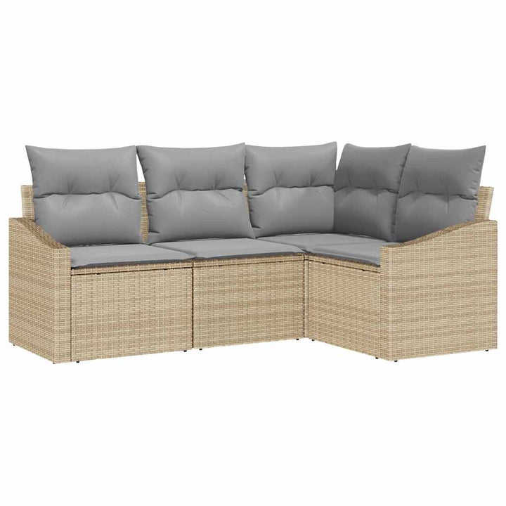 Sofa Sæt med pude 4 pcs Beige polyrattan