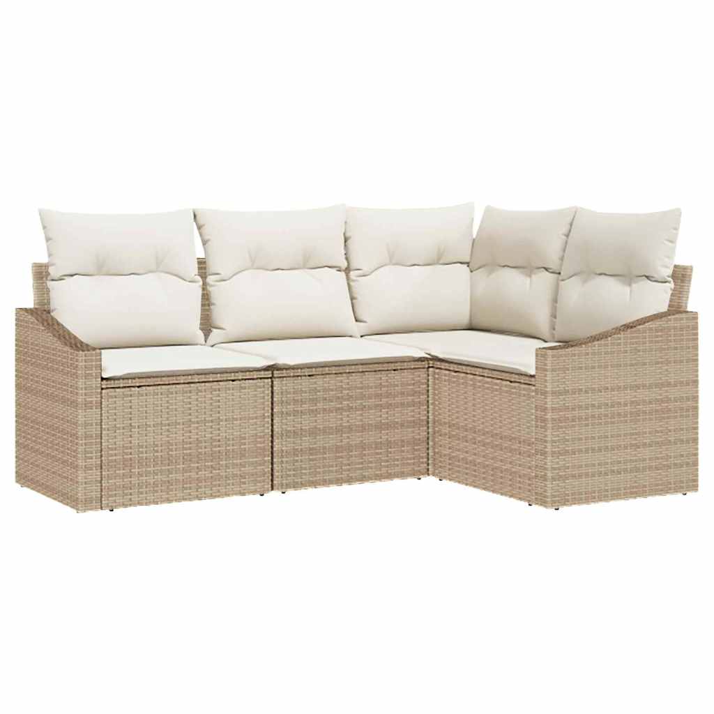 Sofa Sæt med pude 4 pcs Beige polyrattan