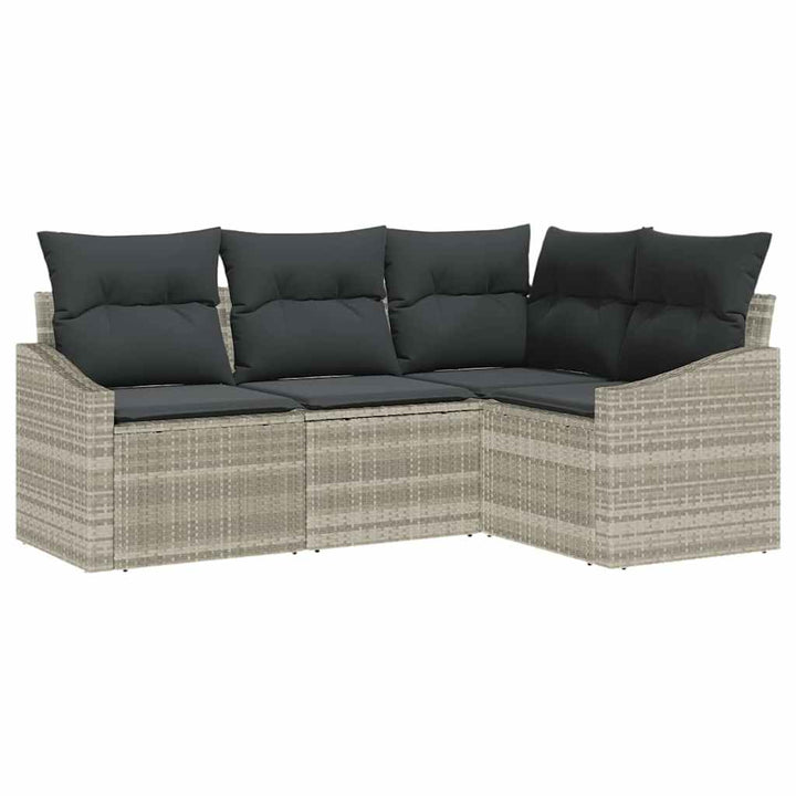 Sofa Sæt med pude 4 pcs Lysegrå polyrattan