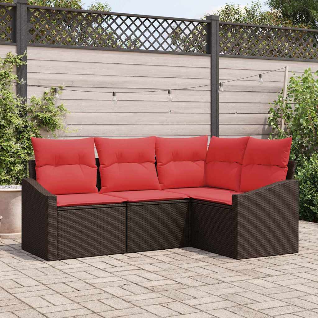 Sofa Sæt 4 stk. Brun polyrattan