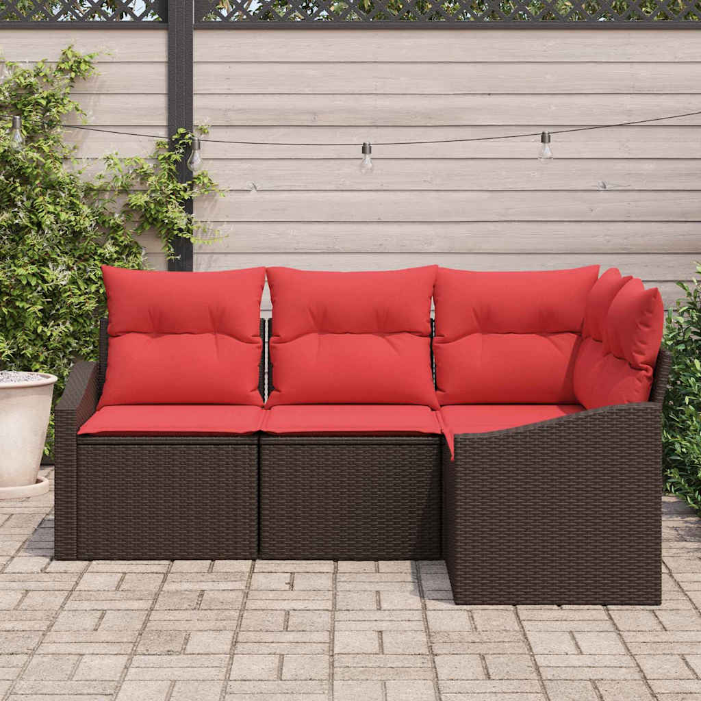 Sofa Sæt 4 stk. Brun polyrattan