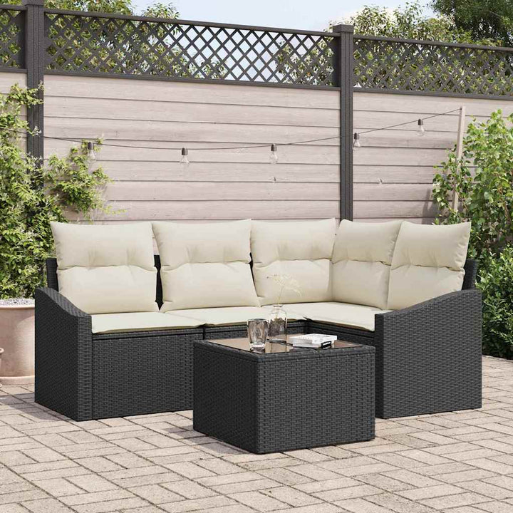 Sofa Sæt 5 stk. Sort polyrattan