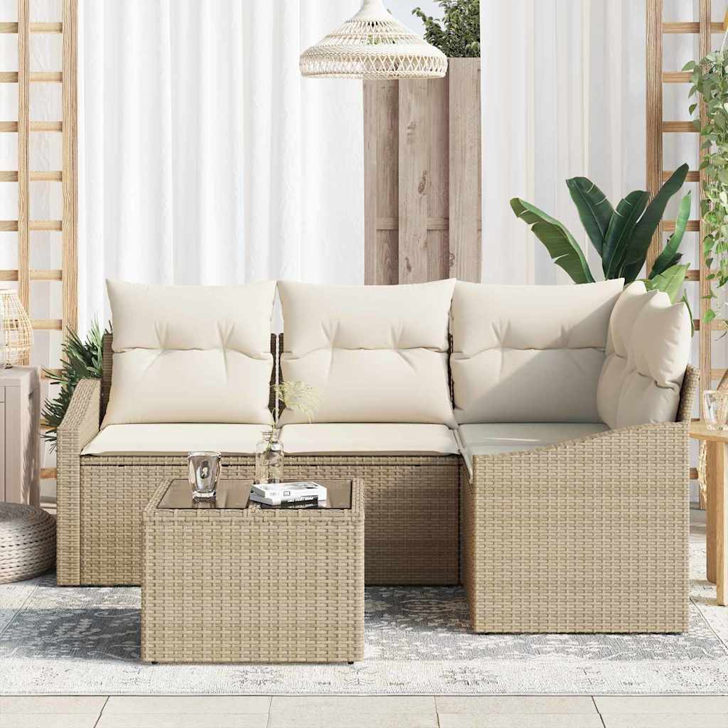 Sofa Sæt med pude 5 pcs Beige polyrattan