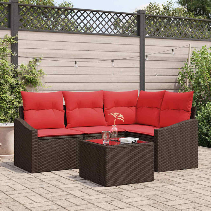 Sofa Sæt 5 stk. Brun polyrattan