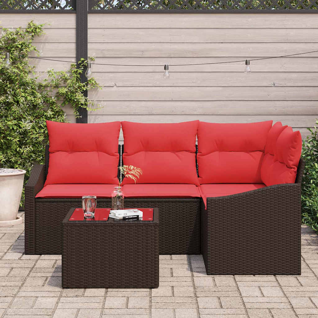 Sofa Sæt 5 stk. Brun polyrattan