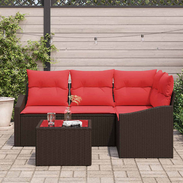 Sofa Sæt 5 stk. Brun polyrattan
