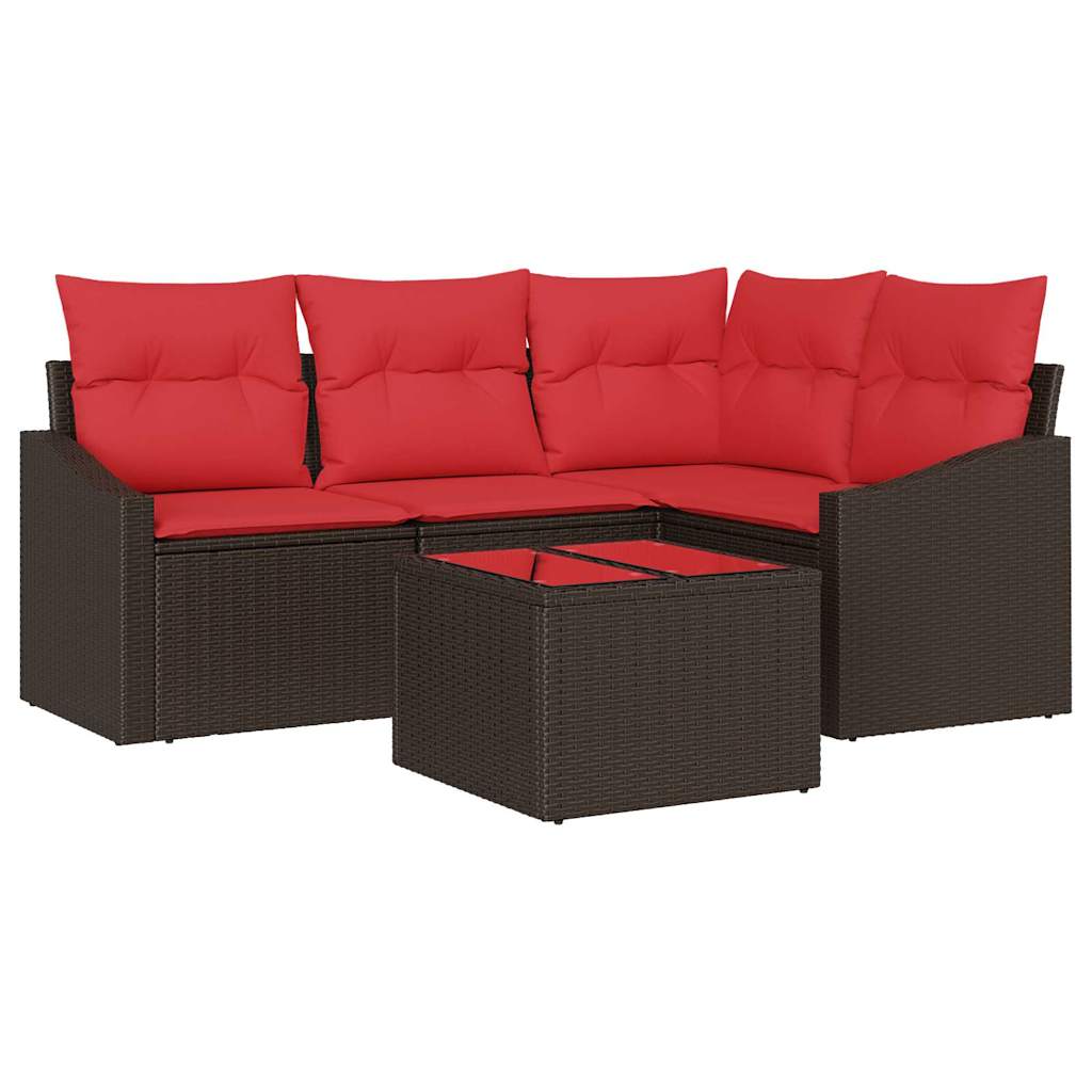Sofa Sæt 5 stk. Brun polyrattan
