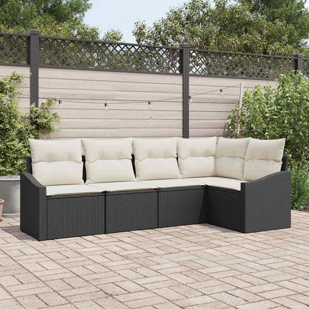 Sofa Sæt 5 stk. Sort polyrattan