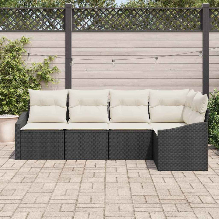 Sofa Sæt 5 stk. Sort polyrattan