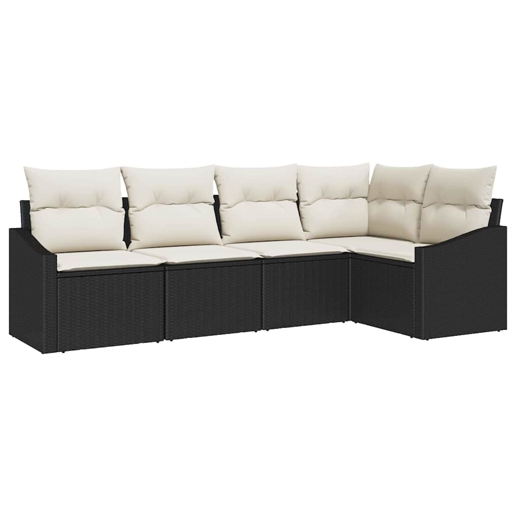 Sofa Sæt 5 stk. Sort polyrattan