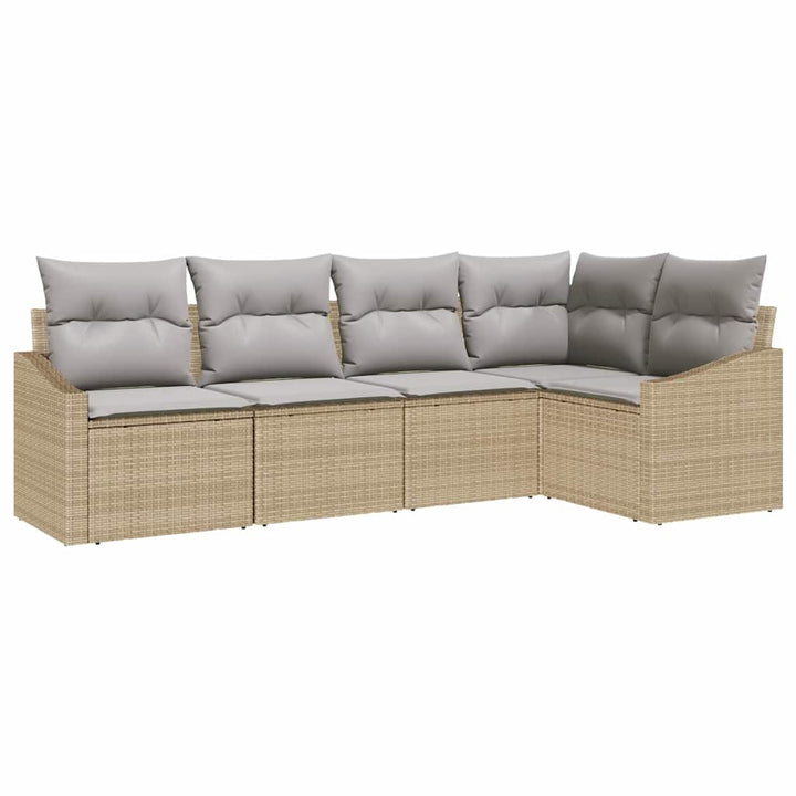 Sofa Sæt med pude 5 pcs Beige polyrattan