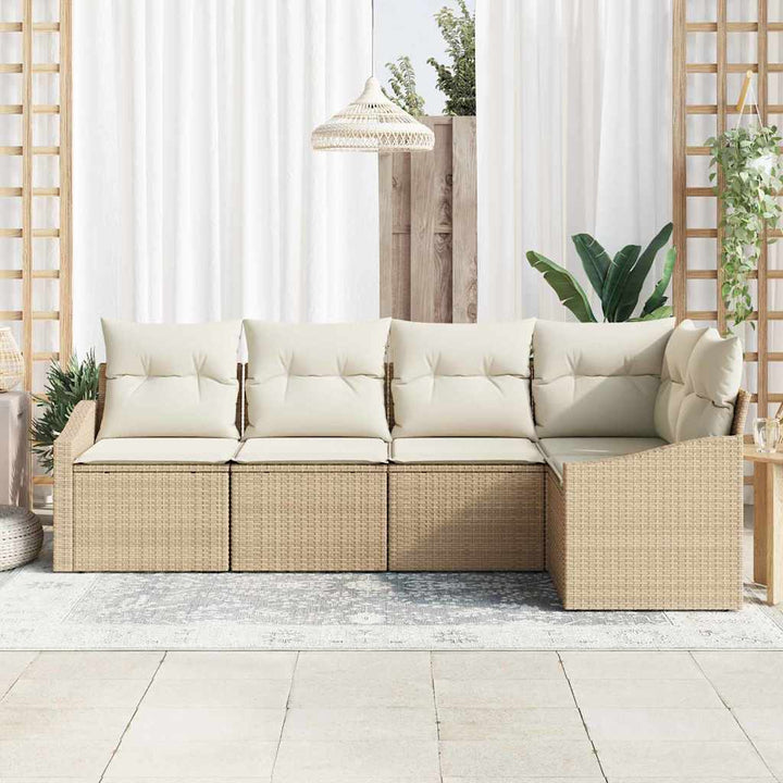 Sofa Sæt med pude 5 pcs Beige polyrattan