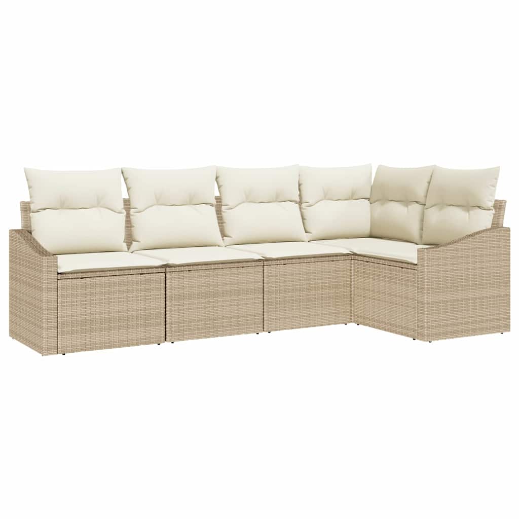 Sofa Sæt med pude 5 pcs Beige polyrattan