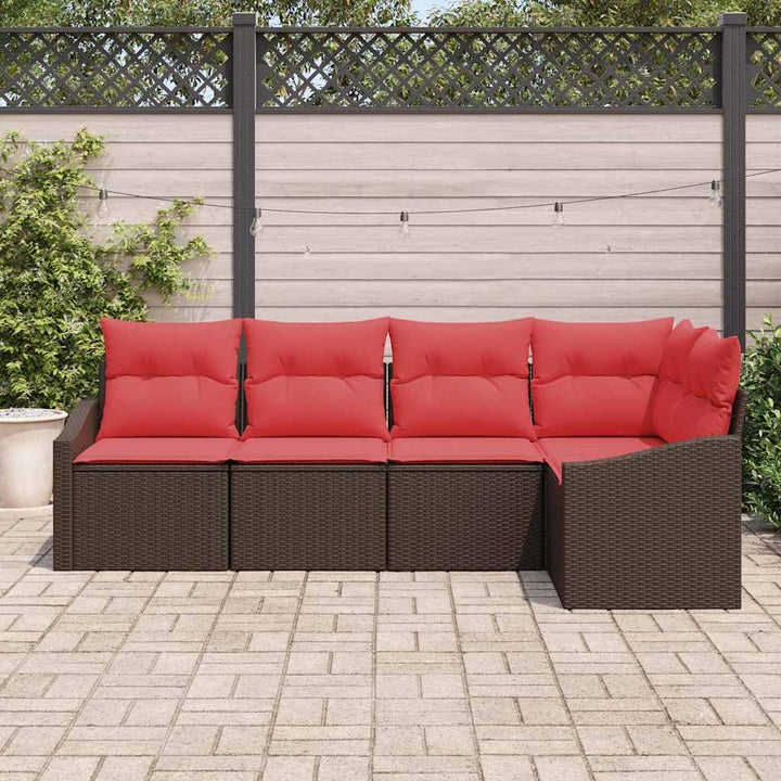 Sofa Sæt 5 stk. Brun polyrattan