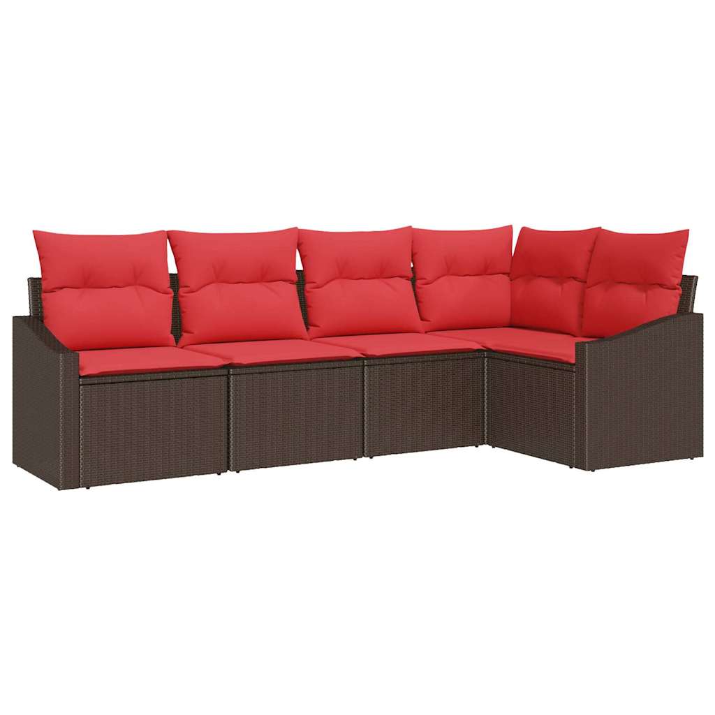 Sofa Sæt 5 stk. Brun polyrattan