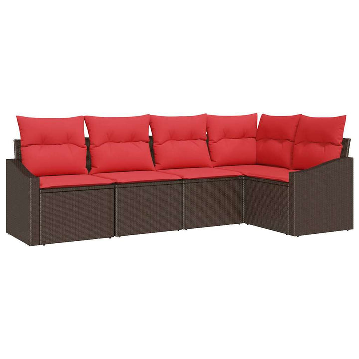 Sofa Sæt 5 stk. Brun polyrattan