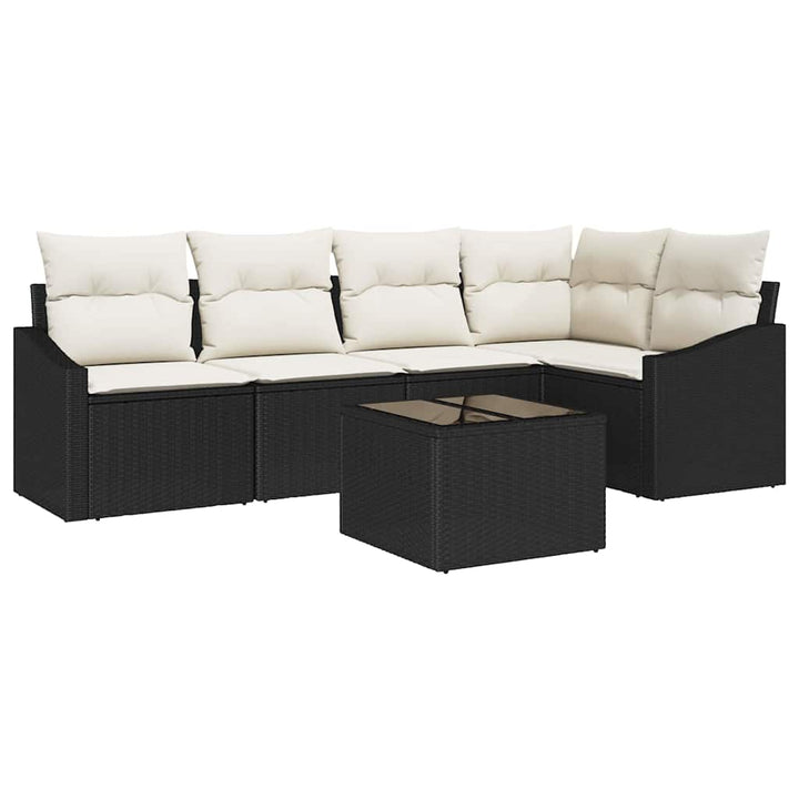 Sofa Sæt 6 stk. Sort polyrattan