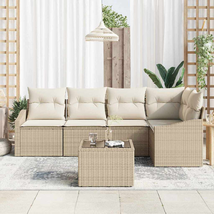 Sofa Sæt med pude 6 pcs Beige polyrattan