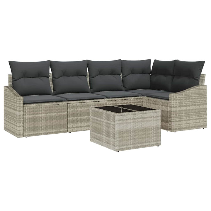 Sofa Sæt med pude 6 pcs Lysegrå polyrattan