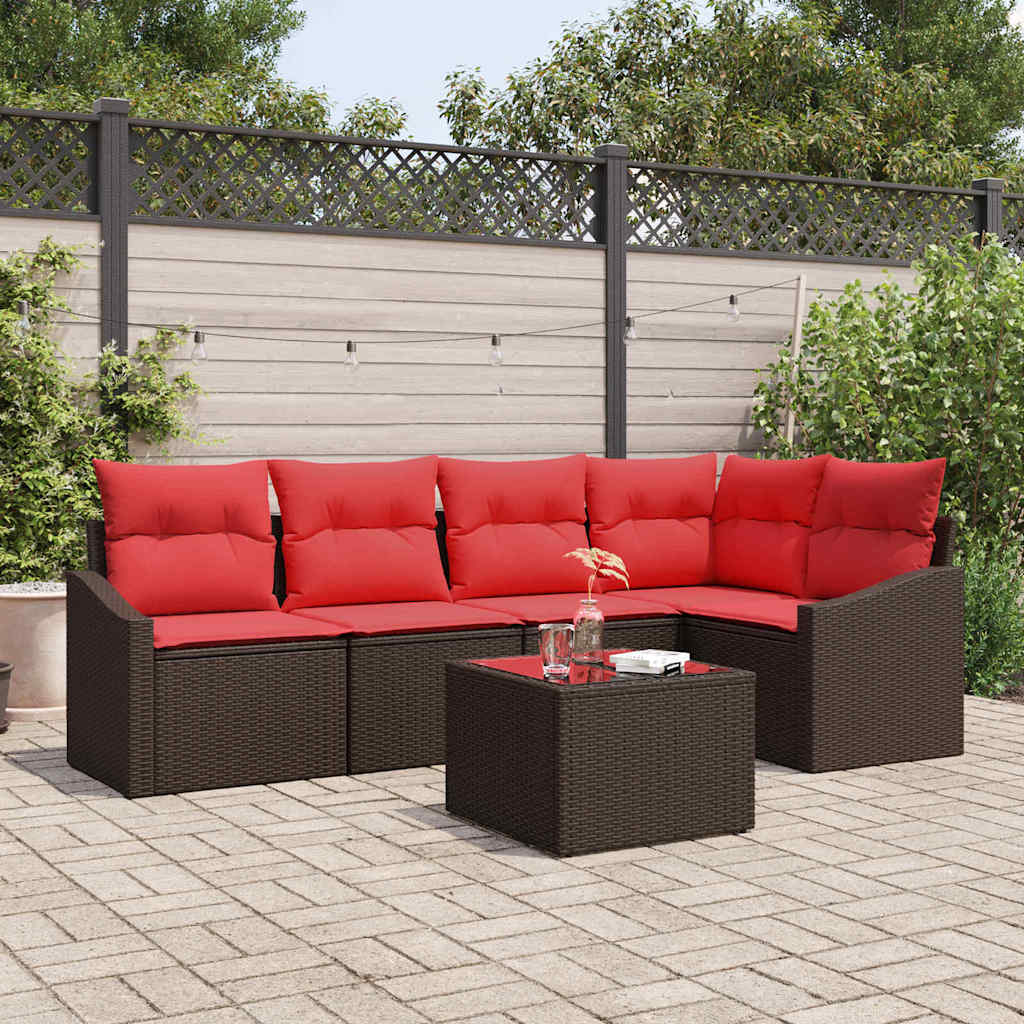 Sofa Sæt 6 stk. Brun polyrattan