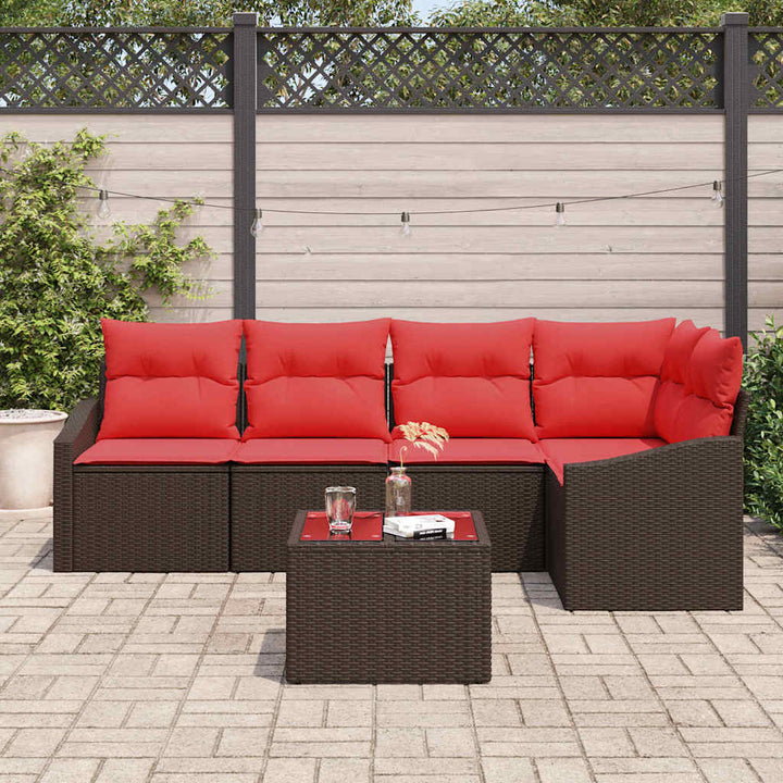 Sofa Sæt 6 stk. Brun polyrattan