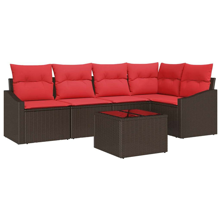 Sofa Sæt 6 stk. Brun polyrattan