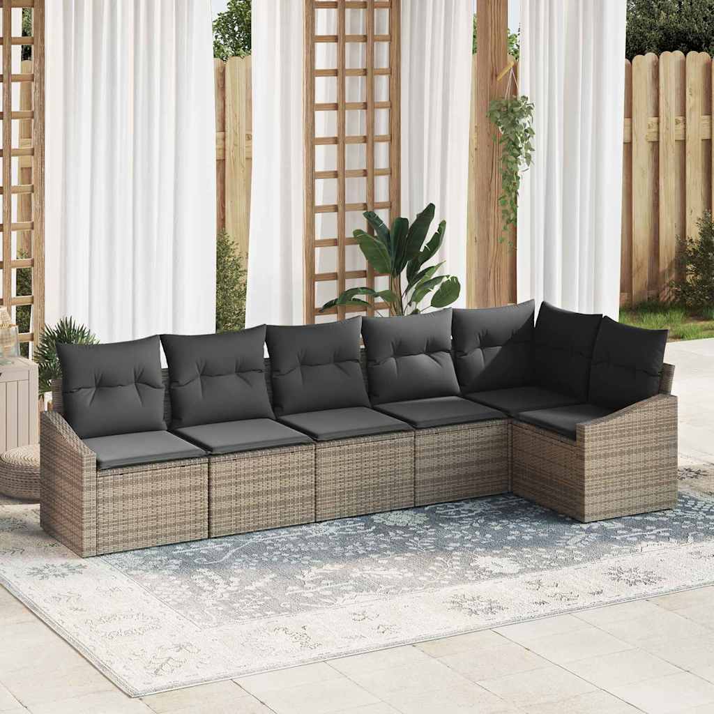 Sofa Sæt med pude 6 pcs Grå polyrattan