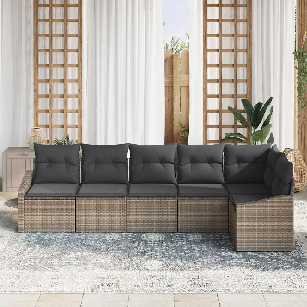 Sofa Sæt med pude 6 pcs Grå polyrattan