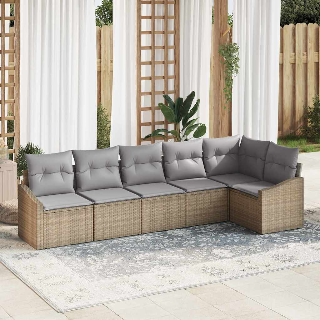 Sofa Sæt med pude 6 pcs Beige polyrattan