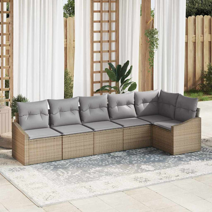 Sofa Sæt med pude 6 pcs Beige polyrattan