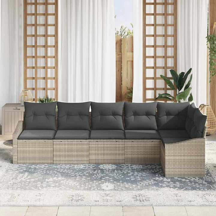 Sofa Sæt med pude 6 pcs Lysegrå polyrattan