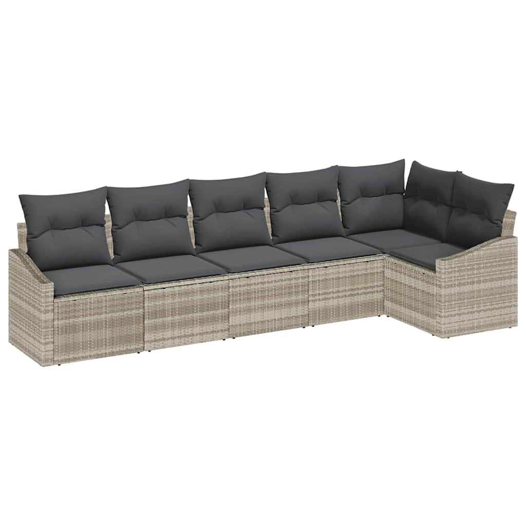 Sofa Sæt med pude 6 pcs Lysegrå polyrattan