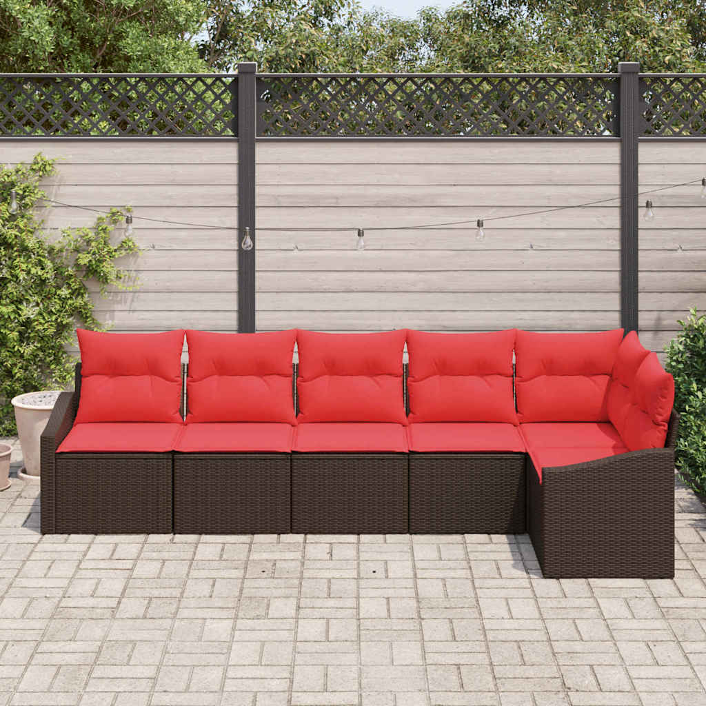 Sofa Sæt 6 stk. Brun polyrattan